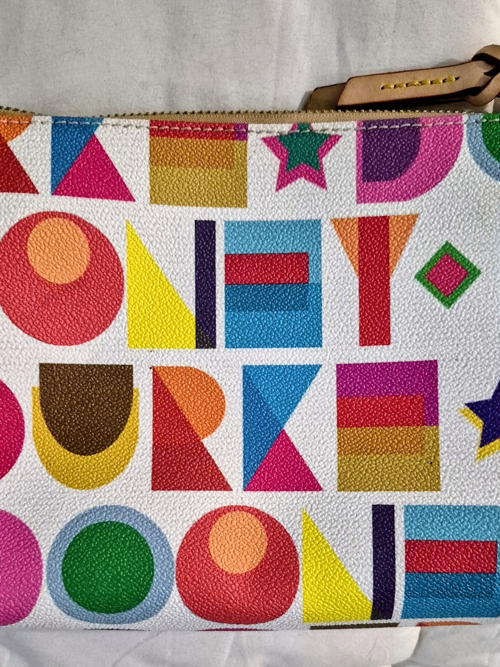Dooney & Bourke White Multicolor Logo Print Leather Crossbody - Picture 2 of 11